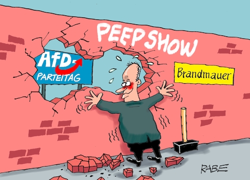 Cartoon: Peep Peep Peep (medium) by RABE tagged cdu,parteitag,hannover,friedrich,merz,csu,union,opposition,erneuerung,afd,brandmauer,flächenbrand,rhodos,sommerinterview,zusammenarbeit,rechte,zündelei,durchblick,löcher,einsturz,bundesparteitag,peep,show,peepshow,cdu,parteitag,hannover,friedrich,merz,csu,union,opposition,erneuerung,afd,brandmauer,flächenbrand,rhodos,sommerinterview,zusammenarbeit,rechte,zündelei,durchblick,löcher,einsturz,bundesparteitag,peep,show,peepshow