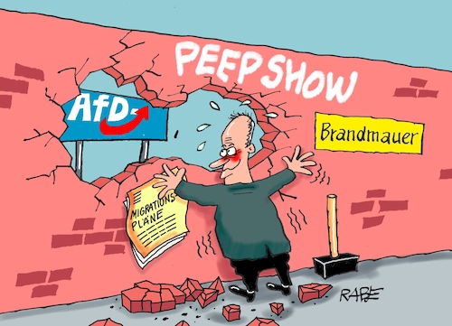 Cartoon: Peep Show (medium) by RABE tagged ampel,ampelregierung,rot,grün,gelb,fdp,spd,grüne,rabe,ralf,böhme,cartoon,karikatur,pressezeichnung,farbcartoon,tagescartoon,inflation,einkommen,rente,rentenpaket,bruch,streit,neuwahlen,wahlkampf,friedrich,merz,union,kanzlerkandidat,migrationspläne,brandmauer,afd,grenzkontrollen,peep,show,peepshow,hammer,mauer,ziegel,ampel,ampelregierung,rot,grün,gelb,fdp,spd,grüne,rabe,ralf,böhme,cartoon,karikatur,pressezeichnung,farbcartoon,tagescartoon,inflation,einkommen,rente,rentenpaket,bruch,streit,neuwahlen,wahlkampf,friedrich,merz,union,kanzlerkandidat,migrationspläne,brandmauer,afd,grenzkontrollen,sex,peep,show,peepshow,hammer,mauer,ziegel