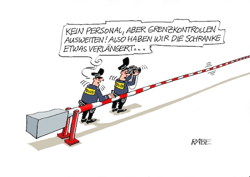 Cartoon: Personalmangel (medium) by RABE tagged merz,groko,spd,union,posten,postenvergabe,rabe,ralf,böhme,cartoon,karikatur,pressezeichnung,farbcartoon,tagescartoon,schaufenster,deko,umbau,laden,ladenhüter,regierungsbildung,dobrindt,grenze,grenzkontrolle,erweiterung,grenzpolizei,polizist,schlagbaum,schranke,zurückweisung,kontrolle,merz,groko,spd,union,posten,postenvergabe,rabe,ralf,böhme,cartoon,karikatur,pressezeichnung,farbcartoon,tagescartoon,schaufenster,deko,umbau,laden,ladenhüter,regierungsbildung,dobrindt,grenze,grenzkontrolle,erweiterung,grenzpolizei,polizist,schlagbaum,schranke,zurückweisung,kontrolle