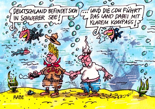 Cartoon: Pfadfinder (medium) by RABE tagged pfadfinder,merkel,kanzlerin,parteitag,cdu,hannover,euro,euroschuldenkrise,schuldenkrise,griechenland,rabe,ralf,böhme,cartoon,karikatur,see,unterwasser,meer,luftblasen,land,kompass,pfad,weg,wegbeschreibung,kompassnadel,norden,süden,osten,westen,staatsverschuldung,nahostkrise,energiewende,chefin,internet,demografiewandel,pfadfinder,merkel,kanzlerin,parteitag,cdu,hannover,euro,euroschuldenkrise,schuldenkrise,griechenland,rabe,ralf,böhme,cartoon,karikatur,see,unterwasser,meer,luftblasen,land,kompass,pfad,weg,wegbeschreibung,kompassnadel,norden,süden,osten,westen,staatsverschuldung,nahostkrise,energiewende,chefin,internet,demografiewandel