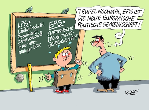 Cartoon: Produktionsgenossenschaft (medium) by RABE tagged gas,gassparen,gasnotstand,gasgeben,sanktionen,gasspeicher,gasheizung,rabe,ralf,böhme,cartoon,karikatur,pressezeichnung,farbcartoon,tagescartoon,robert,habeck,putin,ukrainekrieg,eu,brüssel,epg,lpg,ddr,produktionsgenossenschaft,landwirt,vereinigung,schule,schüler,lehrer,schultafel,klassenzimmer,gas,gassparen,gasnotstand,gasgeben,sanktionen,gasspeicher,gasheizung,rabe,ralf,böhme,cartoon,karikatur,pressezeichnung,farbcartoon,tagescartoon,robert,habeck,putin,ukrainekrieg,eu,brüssel,epg,lpg,ddr,produktionsgenossenschaft,landwirt,vereinigung,schule,schüler,lehrer,schultafel,klassenzimmer