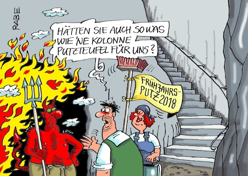 Cartoon: Putzteufel (medium) by RABE tagged frühjahr,frühjahrsputz,märz,april,saubermachfimmel,putzfimmel,winterdreck,reinigung,besen,rabe,ralf,böhme,cartoon,karikatur,pressezeichnung,farbcartoon,tagescartoon,hölle,teufel,putzteufel,höllenglut,flammen,satan,dreizack,putzkollone,frühjahr,frühjahrsputz,märz,april,saubermachfimmel,putzfimmel,winterdreck,reinigung,besen,rabe,ralf,böhme,cartoon,karikatur,pressezeichnung,farbcartoon,tagescartoon,hölle,teufel,putzteufel,höllenglut,flammen,satan,dreizack,putzkollone