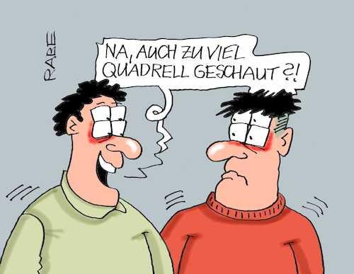 Cartoon: Quadrellgucker (medium) by RABE tagged ampel,ampelregierung,rot,grün,gelb,fdp,spd,grüne,rabe,ralf,böhme,cartoon,karikatur,pressezeichnung,farbcartoon,tagescartoon,inflation,einkommen,rente,rentenpaket,bruch,streit,neuwahlen,wahlkampf,kanzlerkandidat,tv,fernsehduell,duell,quadrell,rededuell,redequadrell,quadrat,augen,optik,augäpfel,ampel,ampelregierung,rot,grün,gelb,fdp,spd,grüne,rabe,ralf,böhme,cartoon,karikatur,pressezeichnung,farbcartoon,tagescartoon,inflation,einkommen,rente,rentenpaket,bruch,streit,neuwahlen,wahlkampf,kanzlerkandidat,tv,fernsehduell,duell,quadrell,rededuell,redequadrell,quadrat,augen,optik,augäpfel