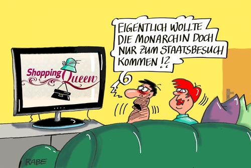 Cartoon: Queen Elisabeth Staatsbesuch (medium) by RABE tagged queen,elisabeth,königin,england,staatsbesuch,königreich,monarchie,monarchin,rabe,ralf,böhme,cartoon,karikatur,pressezeichnung,farbcartoon,tagescartoon,shoppingqueen,hut,handtasche,promishoppingqueen,einkaufen,britannien,grossbritannien,london,buckingham,palast,queen,elisabeth,königin,england,staatsbesuch,königreich,monarchie,monarchin,rabe,ralf,böhme,cartoon,karikatur,pressezeichnung,farbcartoon,tagescartoon,shoppingqueen,hut,handtasche,promishoppingqueen,einkaufen,britannien,grossbritannien,london,buckingham,palast