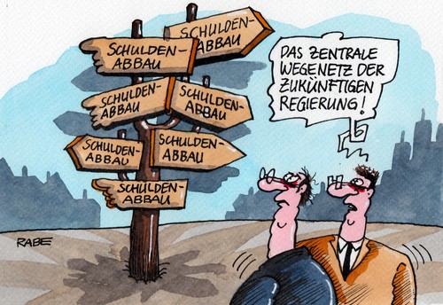 Cartoon: Regierungsbildung (medium) by RABE tagged regierungsbildung,kaolitionsrunde,koalitionsgespräche,merkel,kanzlerin,cdu,csu,union,seehofer,spd,sozialdemokraten,forderungen,nahles,gabriel,rabe,ralf,böhme,cartoon,karikatur,pressezeichnung,farbcartoon,wegweiser,wegenetz,richtungsvorgabe,sparpläne,schäuble,finanzminister,schulden,schuldenabbau,schuldenberg,regierungsbildung,kaolitionsrunde,koalitionsgespräche,merkel,kanzlerin,cdu,csu,union,seehofer,spd,sozialdemokraten,forderungen,nahles,gabriel,rabe,ralf,böhme,cartoon,karikatur,pressezeichnung,farbcartoon,wegweiser,wegenetz,richtungsvorgabe,sparpläne,schäuble,finanzminister,schulden,schuldenabbau,schuldenberg