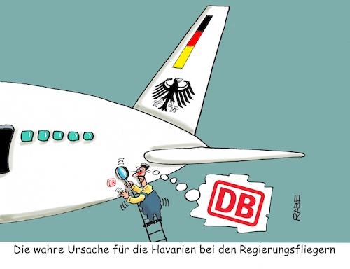 Cartoon: Regierungsflieger (medium) by RABE tagged db,dgl,tarif,tarifstreit,tarifverhandlungen,weselsky,bahnchefs,lohnforderungen,streik,rabe,ralf,böhme,cartoon,karikatur,pressezeichnung,fabcartoon,tagescartoon,verspätungen,krisentreffen,bahn,scheuer,verkehrsminister,flieger,regierungsflieger,defekt,havarie,steinmeier,bundespräsident,äthopien,startschwierigkeiten,deuteche,logo,verspätung,preissteigerungen,db,dgl,tarif,tarifstreit,tarifverhandlungen,weselsky,bahnchefs,lohnforderungen,streik,rabe,ralf,böhme,cartoon,karikatur,pressezeichnung,fabcartoon,tagescartoon,verspätungen,krisentreffen,bahn,scheuer,verkehrsminister,flieger,regierungsflieger,defekt,havarie,steinmeier,bundespräsident,äthopien,startschwierigkeiten,deuteche,logo,verspätung,preissteigerungen