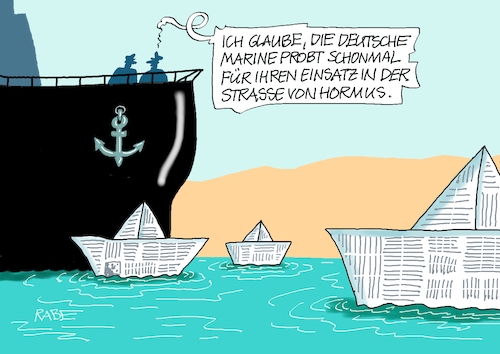 Cartoon: Rettung naht bald (medium) by RABE tagged merz,kanzler,koalition,union,spd,klingbeil,cartoon,karikatur,pressezeichnung,farbcartoon,tagescartoon,db,bahn,frühling,frühjahr,frühjahrsputz,ice,zug,blumenkasten,blumenkästen,marine,marineboot,minenräumung,räumungsboot,kriegsschiff,papierschiff,papierschiffchen,papierboot,trump,iran,usa,irankrieg,merz,kanzler,koalition,union,spd,klingbeil,cartoon,karikatur,pressezeichnung,farbcartoon,tagescartoon,db,bahn,frühling,frühjahr,frühjahrsputz,ice,zug,blumenkasten,blumenkästen,marine,marineboot,minenräumung,räumungsboot,kriegsschiff,papierschiff,papierschiffchen,papierboot,trump,iran,usa,irankrieg