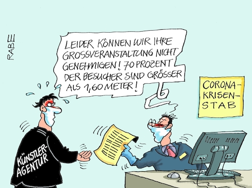 Cartoon: Riesengroße Großveranstaltung (medium) by RABE tagged virus,corona,pandemie,coronakrise,rabe,ralf,böhme,cartoon,karikatur,pressezeichnung,farbcartoon,tagescartoon,viren,virenschutz,mundschutz,desinfektion,föderal,föderalismus,ländersache,großveranstaltung,körpergröße,meter,künstler,künstleragentur,absage,konzerte,sommerfeste,ablehnung,maskenpflicht,abstandhalten,coronakrisenstab,krisenstab,virus,corona,pandemie,coronakrise,rabe,ralf,böhme,cartoon,karikatur,pressezeichnung,farbcartoon,tagescartoon,viren,virenschutz,mundschutz,desinfektion,föderal,föderalismus,ländersache,großveranstaltung,körpergröße,meter,künstler,künstleragentur,absage,konzerte,sommerfeste,ablehnung,maskenpflicht,abstandhalten,coronakrisenstab,krisenstab