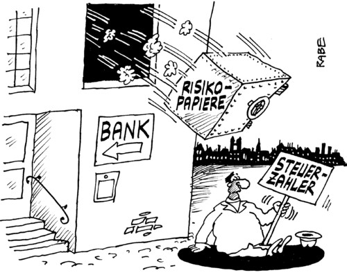 Cartoon: Risikopapiere (medium) by RABE tagged risikopapiere,wertpapiere,euro,krise,steuern,steuerzahler,finanzamt,finanzbehörde,bank,manager,bankschalter,geldschrank,tressor,sage,geldscheine,sozialhilfeempfänger,hartz,iv,bankgebäude,bettler,fenster,haus,treppe,tür,schmeißen,werfen,erschlagen,transparent,nachtressor,zahlenkombination,geheimzahl,badbank,börse,spekulation,dow,jones,wertpapiere,euro,krise,steuern,steuerzahler,finanzamt,finanzbehörde,bank,manager,risikopapiere