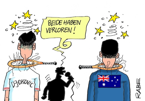 Cartoon: Schlägertypen (medium) by RABE tagged corona,kliniken,intensivbetten,überbelegung,omikron,infrastruktur,übernbelastung,domino,dominosteine,dominospiel,impfpflicht,boostern,boosterimpfung,djokovic,serbien,serbe,tenis,tennisprofi,tennisgot,tennisstar,australien,einreise,visum,einreisestop,australin,open,tennisschläger,match,tennismatch,corona,kliniken,intensivbetten,überbelegung,omikron,infrastruktur,übernbelastung,domino,dominosteine,dominospiel,impfpflicht,boostern,boosterimpfung,djokovic,serbien,serbe,tenis,tennisprofi,tennisgot,tennisstar,australien,einreise,visum,einreisestop,australin,open,tennisschläger,match,tennismatch