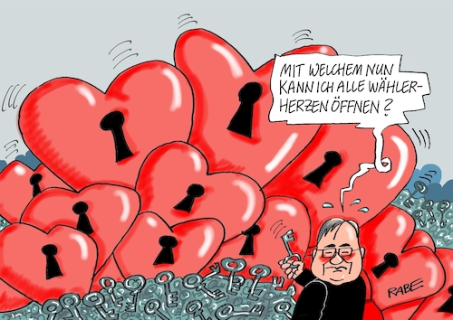 Cartoon: Schlüsselerlebnis Zwei (medium) by RABE tagged corona,bundländerkonferenz,merkel,kanzleramt,lockerungen,stufenplan,öffnungen,lockdown,shutdown,baumärkte,impfdosen,rki,fallzahlen,inzidenzwert,spahn,impfzentren,impfreihenfolge,notbremse,söder,armin,laschet,schlüssel,herzen,kanzlerkandidaten,union,cdu,csu,corona,bundländerkonferenz,merkel,kanzleramt,lockerungen,stufenplan,öffnungen,lockdown,shutdown,baumärkte,impfdosen,rki,fallzahlen,inzidenzwert,spahn,impfzentren,impfreihenfolge,notbremse,söder,armin,laschet,schlüssel,herzen,kanzlerkandidaten,union,cdu,csu