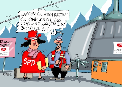 Cartoon: Schlusslicht (medium) by RABE tagged zugspitze,gipfel,zugspitzbahn,seilbahn,bahnstation,schlußlicht,klausurtagung,berge,rabe,ralf,böhme,cartoon,karikatur,pressezeichnung,farbcartoon,tagescartoon,union,spd,cdu,csu,vorhaben,regierungsgipfel,erörterung,familei,wohnung,zugspitze,gipfel,zugspitzbahn,seilbahn,bahnstation,schlußlicht,klausurtagung,berge,rabe,ralf,böhme,cartoon,karikatur,pressezeichnung,farbcartoon,tagescartoon,union,spd,cdu,csu,vorhaben,regierungsgipfel,erörterung,familei,wohnung