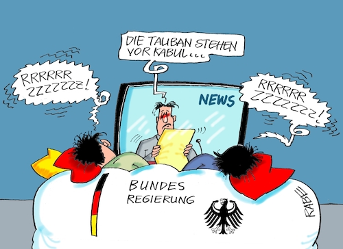 Cartoon: Schnarchsäcke (medium) by RABE tagged bundeswehr,akk,verteidigungsministerin,soldaten,weltraumkommando,rabe,ralf,böhme,cartoon,karikatur,pressezeichnung,farbcartoon,tagescartoon,hindukusch,verteidigung,taliban,kabul,einnahme,aussenministerium,heiko,maas,botschaftsmitarbeiter,ausreise,fallschirmjäger,fernseher,sofa,kissen,schlaf,schnarchen,schnarcher,news,nachrichten,verschlafen,tiefschlaf,bundeswehr,akk,verteidigungsministerin,soldaten,weltraumkommando,rabe,ralf,böhme,cartoon,karikatur,pressezeichnung,farbcartoon,tagescartoon,hindukusch,verteidigung,taliban,kabul,einnahme,aussenministerium,heiko,maas,botschaftsmitarbeiter,ausreise,fallschirmjäger,fernseher,sofa,kissen,schlaf,schnarchen,schnarcher,news,nachrichten,verschlafen,tiefschlaf