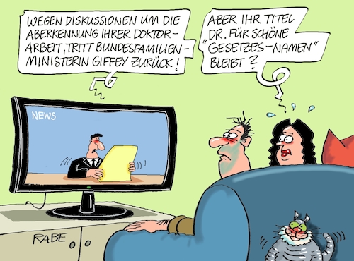 Cartoon: Schöne Gesetzesnamen (medium) by RABE tagged bundesfamilienministerrin,giffey,spd,rücktritt,doktorarbeit,doktortitel,rabe,ralf,böhme,cartoon,karikatur,pressezeichnung,farbcartoon,tagescartoon,namen,kita,kitagesetz,familiengesetz,bundesfamilienministerrin,giffey,spd,rücktritt,doktorarbeit,doktortitel,rabe,ralf,böhme,cartoon,karikatur,pressezeichnung,farbcartoon,tagescartoon,namen,kita,kitagesetz,familiengesetz