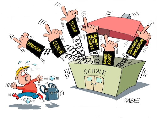 Cartoon: Schulisches (medium) by RABE tagged corona,bundländerkonferenz,merkel,kanzleramt,lockerungen,stufenplan,öffnungen,lockdown,shutdown,baumärkte,impfdosen,rki,fallzahlen,inzidenzwert,spahn,impfzentren,impfreihenfolge,notbremse,schule,schulbeginn,schulferien,schulkonzept,karlicek,stiko,kinderärzte,schuljahr,corona,bundländerkonferenz,merkel,kanzleramt,lockerungen,stufenplan,öffnungen,lockdown,shutdown,baumärkte,impfdosen,rki,fallzahlen,inzidenzwert,spahn,impfzentren,impfreihenfolge,notbremse,schule,schulbeginn,schulferien,schulkonzept,karlicek,stiko,kinderärzte,schuljahr