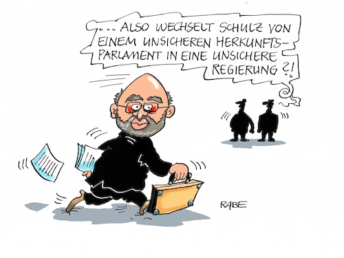Cartoon: Schulz (medium) by RABE tagged martin,schulz,eu,europaparlament,brüssel,wechsel,merkel,bundespolitik,herkunftsland,sicherheit,abwahl,spd,rabe,ralf,böhme,cartoon,karikatur,pressezeichnung,farbcartoon,tagescrtoon,kanzlerkandidat,aussenminister,gabriel,martin,schulz,eu,europaparlament,brüssel,wechsel,merkel,bundespolitik,herkunftsland,sicherheit,abwahl,spd,rabe,ralf,böhme,cartoon,karikatur,pressezeichnung,farbcartoon,tagescrtoon,kanzlerkandidat,aussenminister,gabriel