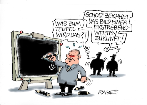 Cartoon: Schwarzmaler (medium) by RABE tagged ampelregierung,scholz,spd,grüne,fdp,lindner,kinder,kindergrundsicherung,rabe,ralf,böhme,cartoon,karikatur,pressezeichnung,farbcartoon,tagescartoon,hausmeister,ohren,zähne,kunst,malerei,leinwand,staffelei,papier,zeichnung,schwarz,stift,zukunft,bild,ertrebung,zukunftsaussichten,ukrainekrieg,wirtschaftentwicklung,stagnation,inflation,wachstum,aussichten,prognose,pessimismus,ampelregierung,scholz,spd,grüne,fdp,lindner,kinder,kindergrundsicherung,rabe,ralf,böhme,cartoon,karikatur,pressezeichnung,farbcartoon,tagescartoon,hausmeister,ohren,zähne,kunst,malerei,leinwand,staffelei,papier,zeichnung,schwarz,stift,zukunft,bild,ertrebung,zukunftsaussichten,ukrainekrieg,wirtschaftentwicklung,stagnation,inflation,wachstum,aussichten,prognose,pessimismus