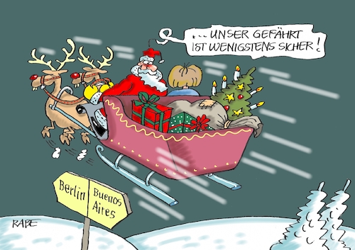 Cartoon: Sicherheit zuerst (medium) by RABE tagged weihnachten,weihnachtsmann,schlitten,rentiere,kanzlerin,merkel,rabe,ralf,böhme,cartoon,karikatur,pressezeichnung,farbcartoon,tagescartoon,buenos,aires,gipfeltreffen,trump,putin,berlin,kanzleramt,weihnachten,weihnachtsmann,schlitten,rentiere,kanzlerin,merkel,rabe,ralf,böhme,cartoon,karikatur,pressezeichnung,farbcartoon,tagescartoon,buenos,aires,gipfeltreffen,trump,putin,berlin,kanzleramt