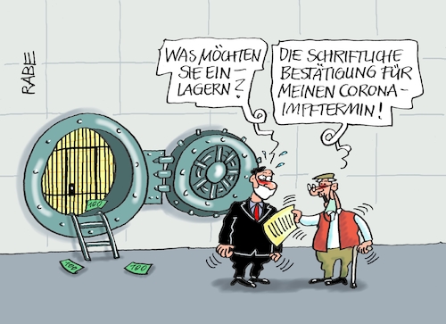 Cartoon: Sicherheit zuerst (medium) by RABE tagged corona,bildung,bildungsminister,kanzleramt,bildungskonferenz,lehrerkonferenz,laptop,ausstatung,digitalisierung,bildungsmonitor,internetzugan,wlan,aufwachen,pflegeheim,senioren,ältere,rentner,onlin,impftermin,impfbestätigung,impfstoff,lockdown,shutdown,teminvergabe,einlage,einlagerung,bank,tresor,tresorraum,tresortür,bestätigung,wertpapier,schließfächer,corona,bildung,bildungsminister,kanzleramt,bildungskonferenz,lehrerkonferenz,laptop,ausstatung,digitalisierung,bildungsmonitor,internetzugan,wlan,aufwachen,pflegeheim,senioren,ältere,rentner,onlin,impftermin,impfbestätigung,impfstoff,lockdown,shutdown,teminvergabe,einlage,einlagerung,bank,tresor,tresorraum,tresortür,bestätigung,wertpapier,schließfächer