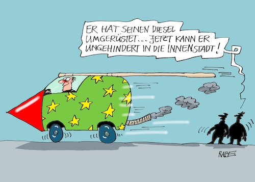 Cartoon: Silvesterraketen (medium) by RABE tagged diesel,dieselfahrverbot,innenstaädte,kraftfahrer,silvester,rabe,ralf,böhme,cartoon,karikatur,pressezeichnung,frabcartoon,tagescartoon,silvesterknaller,feinstaub,lärm,raketen,böller,knaller,polenböller,qualm,plakette,diesel,dieselfahrverbot,innenstaädte,kraftfahrer,silvester,rabe,ralf,böhme,cartoon,karikatur,pressezeichnung,frabcartoon,tagescartoon,silvesterknaller,feinstaub,lärm,raketen,böller,knaller,polenböller,qualm,plakette