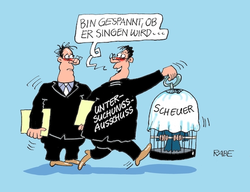 Cartoon: Singvogel (medium) by RABE tagged scheuer,verkehrsminister,roller,unfallae,straßenverkehr,unaufmerksamkeit,rabe,ralf,böhme,cartoon,karikatur,pressezeichnung,farbcartoon,tagescartoon,mautdisaster,untersuchungsausschuß,vogel,käfig,singer,milliarden,mautmillionen,andy,andi,scheuer,verkehrsminister,roller,unfallae,straßenverkehr,unaufmerksamkeit,rabe,ralf,böhme,cartoon,karikatur,pressezeichnung,farbcartoon,tagescartoon,mautdisaster,untersuchungsausschuß,vogel,käfig,singer,milliarden,mautmillionen,andy,andi