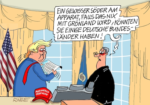 Cartoon: Söder verteilt (medium) by RABE tagged trump,präsident,usa,donald,einmarsch,erstürmung,cartoon,karikatur,pressezeichnung,rabe,ralf,böhme,farbcartoon,tagescartoon,venezuela,südamerika,maduro,regimewechsel,weltordnung,kongress,völkerrecht,söder,bayern,bundesländer,neuverteilung,neuaufteilung,invasion,grönland,grönlanddeal,deal,trump,präsident,usa,donald,einmarsch,erstürmung,cartoon,karikatur,pressezeichnung,rabe,ralf,böhme,farbcartoon,tagescartoon,venezuela,südamerika,maduro,regimewechsel,weltordnung,kongress,völkerrecht,söder,bayern,bundesländer,neuverteilung,neuaufteilung,invasion,grönland,grönlanddeal,deal