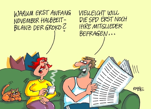 Cartoon: SPD Mitgliederbefragung Bilanz (medium) by RABE tagged groko,union,cdu,csu,spd,merkel,akk,berlin,bundesregierung,befragung,rabe,ralf,böhme,cartoon,karikatur,pressezeichnung,farbcartoon,tagescartoon,prügelei,halbzeit,halbzeitbilanz,mitgliederbefragung,parteispitze,groko,union,cdu,csu,spd,merkel,akk,berlin,bundesregierung,befragung,rabe,ralf,böhme,cartoon,karikatur,pressezeichnung,farbcartoon,tagescartoon,prügelei,halbzeit,halbzeitbilanz,mitgliederbefragung,parteispitze