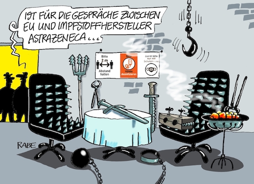 Cartoon: Spitzengespräche (medium) by RABE tagged corona,bundländerkonferenz,merkel,kanzleramt,lockerungen,stufenplan,öffnungen,lockdown,shutdown,baumärkte,impfdosen,rki,fallzahlen,inzidenzwert,spahn,impfzentren,impfreihenfolge,eu,brüssel,coronagipfel,folterkammer,streckbank,impfstoffbeschaffung,krisenmanagement,bunkern,atsrazeneca,impfstoffknappheit,corona,bundländerkonferenz,merkel,kanzleramt,lockerungen,stufenplan,öffnungen,lockdown,shutdown,baumärkte,impfdosen,rki,fallzahlen,inzidenzwert,spahn,impfzentren,impfreihenfolge,eu,brüssel,coronagipfel,folterkammer,streckbank,impfstoffbeschaffung,krisenmanagement,bunkern,atsrazeneca,impfstoffknappheit