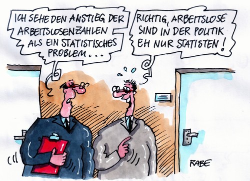 Cartoon: Statistik (medium) by RABE tagged arbeitslosigkeit,arbeitslosenzahlen,bundesagentur,für,arbeit,arbeitsplatz,job,jobcenter,beruf,gehalt,euro,krise,bundesregierung,koalition,cdu,fdp,statistik,statisten,männer,büro,problem,bewerbung,berufsberatung,arbeitsplatzvermittlung,arbeitslosigkeit,arbeitslosenzahlen,bundesagentur,arbeit,arbeitsplatz,job,jobcenter,beruf,krise,bundesregierung,koalition,cdu,fdp