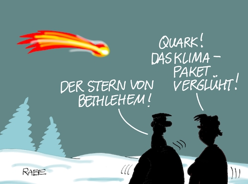 Cartoon: Stern von Bethlehem (medium) by RABE tagged klimawandel,umwelt,umweltministerin,schulze,sp,klimapreis,heizung,auto,rabe,ralf,böhme,cartoon,karikatur,pressezeichnung,farbcartoon,tagescartoon,brücke,bettler,verkehr,klimaprämie,friday,for,future,klimapaket,bundesregierung,klimawandel,umwelt,umweltministerin,schulze,sp,klimapreis,heizung,auto,rabe,ralf,böhme,cartoon,karikatur,pressezeichnung,farbcartoon,tagescartoon,brücke,bettler,verkehr,klimaprämie,friday,for,future,klimapaket,bundesregierung