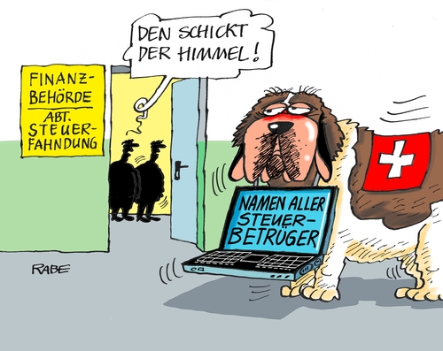 Cartoon: Steuerbetrüger Schweiz (medium) by RABE tagged schweiz,steuerbetrüger,steuerflüchtlinge,steuersünder,internet,bekanntgabe,finanzbehörde,steuerfahndung,steuerfahnder,selbstanzeige,euro,rabe,ralf,böhme,cartoon,karikatur,pressezeichnung,farbcartoon,tagescartoon,hund,bernhardiner,fass,bernhardinermönche,rechner,computer,laptop,liste,steurflüchtlingsliste,schweiz,steuerbetrüger,steuerflüchtlinge,steuersünder,internet,bekanntgabe,finanzbehörde,steuerfahndung,steuerfahnder,selbstanzeige,euro,rabe,ralf,böhme,cartoon,karikatur,pressezeichnung,farbcartoon,tagescartoon,hund,bernhardiner,fass,bernhardinermönche,rechner,computer,laptop,liste,steurflüchtlingsliste