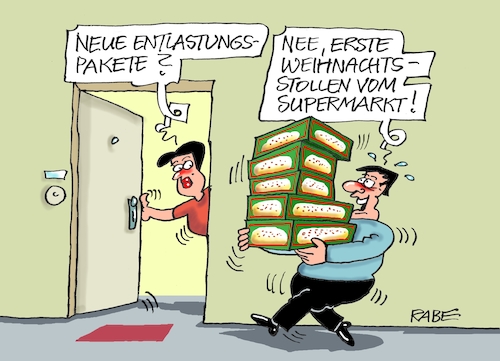 Cartoon: Stollenzeit (medium) by RABE tagged gas,gassparen,gasnotstand,gasgeben,sanktionen,gasspeicher,gasheizung,rabe,ralf,böhme,cartoon,karikatur,pressezeichnung,farbcartoon,tagescartoon,robert,habeck,putin,ukrainekrieg,energiekrise,entlastun,entlastungspakete,ampel,meseberg,stollen,christstollen,supermarkt,weihnachtsbäckerei,weihnachten,stollenzeit,stollenbäckerei,gas,gassparen,gasnotstand,gasgeben,sanktionen,gasspeicher,gasheizung,rabe,ralf,böhme,cartoon,karikatur,pressezeichnung,farbcartoon,tagescartoon,robert,habeck,putin,ukrainekrieg,energiekrise,entlastun,entlastungspakete,ampel,meseberg,stollen,christstollen,supermarkt,weihnachtsbäckerei,weihnachten,stollenzeit,stollenbäckerei