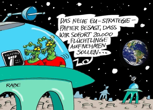 Cartoon: Strategiepapier (medium) by RABE tagged strategiepapier,eu,euro,brüssel,ausländer,flüchtlinge,boot,mittelmehr,flüchtlingsheim,flüchtlingsaufnahme,asylanten,rabe,ralf,böhme,cartoon,karikatur,pressezeichnung,farbcartoon,tagescartoon,mond,mars,ausserirdische,ufo,planeten,quote,kapazität,strategiepapier,eu,euro,brüssel,ausländer,flüchtlinge,boot,mittelmehr,flüchtlingsheim,flüchtlingsaufnahme,asylanten,rabe,ralf,böhme,cartoon,karikatur,pressezeichnung,farbcartoon,tagescartoon,mond,mars,ausserirdische,ufo,planeten,quote,kapazität