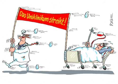 Cartoon: Streik rollt an (medium) by RABE tagged ärzte,arztpraxen,strei,gewerkschaften,schließung,protest,rabe,ralf,bnarikatur,pressezeichnung,farbcartoon,patienten,wartezimmer,sprechzimmer,behandlung,kliniken,klinikum,krankenhäuser,uniklinikum,streikrecht,notversorgung,krankenbett,transparent,halterung,mullbinde,befestigung,ärzte,arztpraxen,strei,gewerkschaften,schließung,protest,rabe,ralf,bnarikatur,pressezeichnung,farbcartoon,patienten,wartezimmer,sprechzimmer,behandlung,kliniken,klinikum,krankenhäuser,uniklinikum,streikrecht,notversorgung,krankenbett,transparent,halterung,mullbinde,befestigung