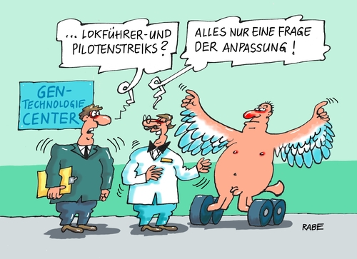 Cartoon: Streikwelle (medium) by RABE tagged streik,streikbrecher,gewerschaften,gdl,pilotenstreik,germanwings,piloten,reisende,verspätungen,zugausfälle,flugausfälle,rabe,ralf,böhme,cartoon,karikatur,pressezeichnung,farbcartoon,tagescartoon,gen,genforschung,forschungslabor,technologiecenter,forscher,genmanipulation,streik,streikbrecher,gewerschaften,gdl,pilotenstreik,germanwings,piloten,reisende,verspätungen,zugausfälle,flugausfälle,rabe,ralf,böhme,cartoon,karikatur,pressezeichnung,farbcartoon,tagescartoon,gen,genforschung,forschungslabor,technologiecenter,forscher,genmanipulation