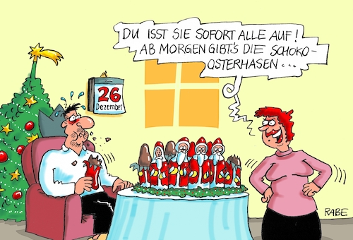 Cartoon: Süßes (medium) by RABE tagged weihnachten,weihnachtsmann,nikolaus,nikolaustag,stiefel,nikolausstiefelmichel,cartoon,karikatur,pressezeichnung,farbcartoon,tagescartoon,rute,besen,geschenke,dezember,schokolade,schokoweihnachtsmänner,ostern,osterhasen,schokoosterhasen,supermarkt,regale,weihnachten,weihnachtsmann,nikolaus,nikolaustag,stiefel,nikolausstiefelmichel,cartoon,karikatur,pressezeichnung,farbcartoon,tagescartoon,rute,besen,geschenke,dezember,schokolade,schokoweihnachtsmänner,ostern,osterhasen,schokoosterhasen,supermarkt,regale