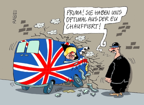 Cartoon: Super Wagenlenker (medium) by RABE tagged brexit,no,deal,johnson,boris,downing,street,austritt,eu,brüssel,london,rabe,ralf,böhme,cartoon,karikatur,pressezeichnung,farbcartoon,tagescartoon,may,juncker,luxemburg,klobecken,wagen,wand,crash,januar,brexit,no,deal,johnson,boris,downing,street,austritt,eu,brüssel,london,rabe,ralf,böhme,cartoon,karikatur,pressezeichnung,farbcartoon,tagescartoon,may,juncker,luxemburg,klobecken,wagen,wand,crash,januar