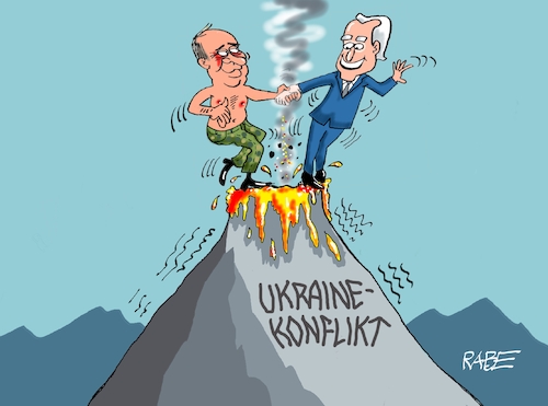 Cartoon: Tanz auf dem Vulkan (medium) by RABE tagged putin,moskau,kreml,kremlcheff,russland,ukraine,kiew,ukrainekonflikt,ukrainekrise,rabe,ralf,böhme,cartoon,karikatur,pressezeichnung,farbcartoon,tagescartoon,joe,biden,usa,präsident,nato,einmarsch,tanz,tänzer,vulkan,vulkanausbruch,putin,moskau,kreml,kremlcheff,russland,ukraine,kiew,ukrainekonflikt,ukrainekrise,rabe,ralf,böhme,cartoon,karikatur,pressezeichnung,farbcartoon,tagescartoon,joe,biden,usa,präsident,nato,einmarsch,tanz,tänzer,vulkan,vulkanausbruch