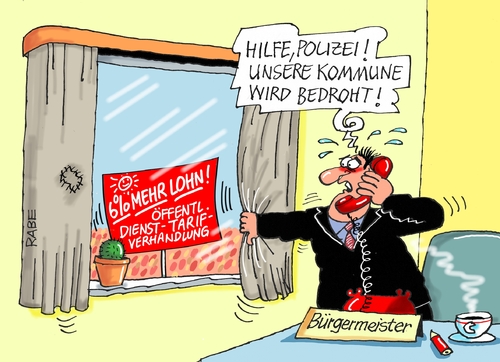 Cartoon: Tarifverhandlungen (medium) by RABE tagged tarif,tarifverhandlungen,öfentlicher,diens,kommunen,städte,gemeinden,gewerkschaften,verdi,lohnforderungen,arbeitgeber,arbeitnehmer,rabe,ralf,böhme,cartoon,karikatur,pressezeichnung,farbcartoon,tagescartoon,bürgermeister,bedrohung,gehalt,beamtenbund,tarif,tarifverhandlungen,öfentlicher,diens,kommunen,städte,gemeinden,gewerkschaften,verdi,lohnforderungen,arbeitgeber,arbeitnehmer,rabe,ralf,böhme,cartoon,karikatur,pressezeichnung,farbcartoon,tagescartoon,bürgermeister,bedrohung,gehalt,beamtenbund