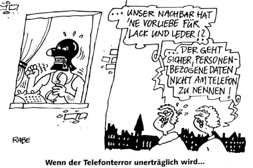 Cartoon: Telefonterror (medium) by RABE tagged lack,und,leder,telefonterror,frauen,abhören,betrüger,callcenter,telefonsex,lack,leder,telefonterror,sex,frauen,betrüger,abhören,callcenter,telefonsex,leidenschaft