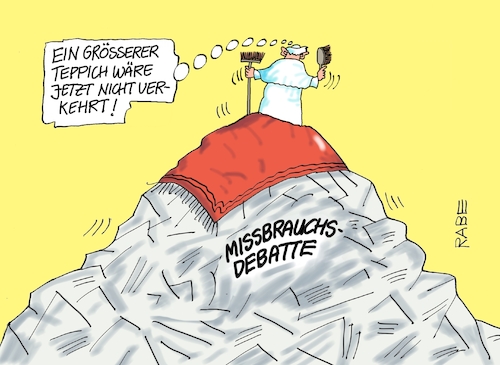 Cartoon: Teppichluder (medium) by RABE tagged benedikt,ratinger,papst,rom,missbrau,missbrauchsskandal,missbrauchsdebatte,beichte,strafe,kardinal,marx,rabe,ralf,böhme,cartoon,karikatur,pressezeichnung,farbcartoon,tagescartoon,teppich,besen,handfeger,kindesmissbrauch,zölibat,pfarrer,messdiener,benedikt,ratinger,papst,rom,missbrau,missbrauchsskandal,missbrauchsdebatte,beichte,strafe,kardinal,marx,rabe,ralf,böhme,cartoon,karikatur,pressezeichnung,farbcartoon,tagescartoon,teppich,besen,handfeger,kindesmissbrauch,sex,zölibat,pfarrer,messdiener