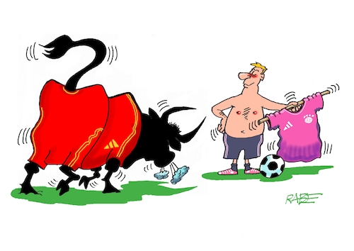 Cartoon: Torero (medium) by RABE tagged fußball,fussball,bundesliga,meistertitel,fußballer,bayern,münchen,bayer,leverkusen,rabe,ralf,böhme,cartoon,karikatur,pressezeichnung,frabcartoon,tagescartoon,schild,meister,schuß,ecke,eckball,sport,em,europameisterschaft,torero,stier,spanien,matador,viertelfinale,fußball,fussball,bundesliga,meistertitel,fußballer,bayern,münchen,bayer,leverkusen,rabe,ralf,böhme,cartoon,karikatur,pressezeichnung,frabcartoon,tagescartoon,schild,meister,schuß,ecke,eckball,sport,em,europameisterschaft,torero,stier,spanien,matador,viertelfinale