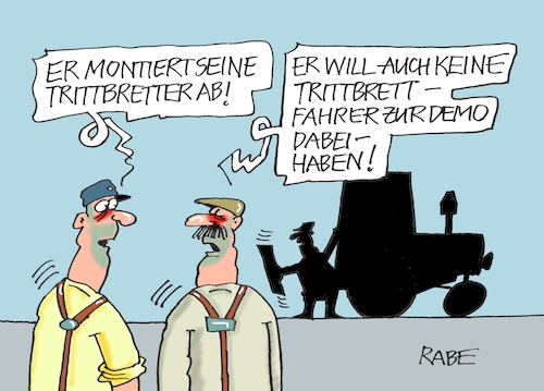 Cartoon: Trittbrettfahrer (medium) by RABE tagged ampelregierung,scholz,spd,grüne,fdp,lindner,kinder,kindergrundsicherung,rabe,ralf,böhme,cartoon,karikatur,pressezeichnung,farbcartoon,tagescartoon,hausmeister,ohren,zähne,bauern,bauernprotest,traktoren,trittbrett,trittbretter,trittbrettfahrer,rechte,linke,afd,protest,stau,blockade,ampelregierung,scholz,spd,grüne,fdp,lindner,kinder,kindergrundsicherung,rabe,ralf,böhme,cartoon,karikatur,pressezeichnung,farbcartoon,tagescartoon,hausmeister,ohren,zähne,bauern,bauernprotest,traktoren,trittbrett,trittbretter,trittbrettfahrer,rechte,linke,afd,protest,stau,blockade