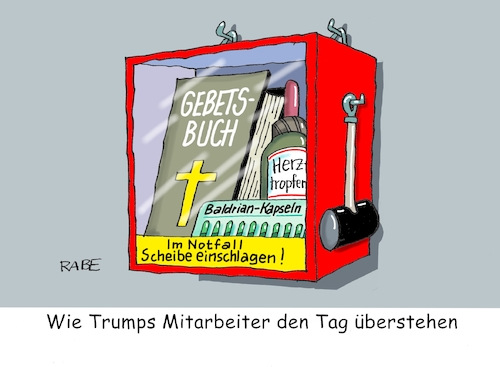 Cartoon: Trumpschutz (medium) by RABE tagged donald,trump,usa,us,president,washington,botschaften,länder,hauptstädte,rabe,ralf,böhme,cartoon,karikatur,pressezeichnung,farbcartoon,tagescartoon,iran,iranabkommen,ausstieg,uran,atombombe,europa,notfall,scheibe,hammer,mitarbeiter,baldriankapseln,herztropfen,gebet,bibel,gebetsbuch,atomabkommen,teheran,donald,trump,usa,us,president,washington,botschaften,länder,hauptstädte,rabe,ralf,böhme,cartoon,karikatur,pressezeichnung,farbcartoon,tagescartoon,iran,iranabkommen,ausstieg,uran,atombombe,europa,notfall,scheibe,hammer,mitarbeiter,baldriankapseln,herztropfen,gebet,bibel,gebetsbuch,atomabkommen,teheran