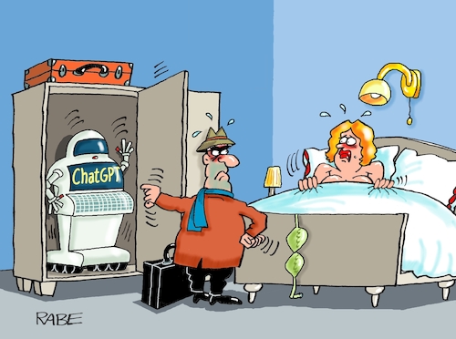 Cartoon: Überraschung (medium) by RABE tagged chatgpt,intelligenz,roboter,ki,volker,wissing,fdp,rabe,ralf,böhme,cartoon,karikatur,pressezeichnung,farbcartoon,tagescartoon,schrank,schlafzimmer,ehebett,frau,chatgpt,intelligenz,roboter,ki,volker,wissing,fdp,rabe,ralf,böhme,cartoon,karikatur,pressezeichnung,farbcartoon,tagescartoon,schrank,schlafzimmer,ehebett,sex,frau