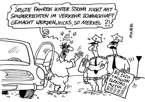 Cartoon: Unter Strom (medium) by RABE tagged auto,pusteröhrchen,blasen,schnaps,prozent,promille,alkoholkontrolle,fahrzeugkontrolle,uniform,polizei,fahrzeugindustrie,tankstelle,steckdose,strom,automobilkonzern,autoindustrie,umweltfreundlich,batterie,elektrofahrzeug,elektroauto,krise,euro,grüne,verkehrsminister,wirtschaftsminister,koalition,bundesregierung,cdu,merkel,kanzlerin,straßenverkehr,verkehrskontrolle,führerscheinentzug,fahrverbot,punkte,flensburg,leitanbieter,leitmarkt,steuervorteile,kanzlerin,merkel,cdu,bundesregierung,verkehrsminister,ramsauer,csu,wirtschaftsminister,fdp,euro,autokonzerne,fahrzeugindustrie,pkw,auto,strom