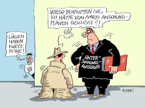 Cartoon: Untersuchungsausschuss (medium) by RABE tagged geheimdienste,untersuchungsausschuß,fall,amri,bnd,spionage,mann,weihnachtsmarkt,rabe,ralf,böhme,cartoon,karikatur,pressezeichnung,farbcartoon,tagescartoon,spitzel,lügen,anschlag,terroranschlag,lkw,weihnachten,geheimdienste,untersuchungsausschuß,fall,amri,bnd,spionage,mann,weihnachtsmarkt,rabe,ralf,böhme,cartoon,karikatur,pressezeichnung,farbcartoon,tagescartoon,spitzel,lügen,anschlag,terroranschlag,lkw,weihnachten