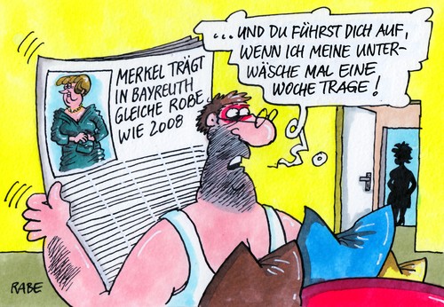 Cartoon: Unterwäschewechsel Text1 (medium) by RABE tagged merkel,kanzlerin,cdu,bayreuth,festspiele,wagner,aufführung,theater,garderobe,robe,kleid,unterwäsche,slip,unterhemd,rating,ratingagentur,moodys,abwertung,herabstufung,euro,krise,wagnerclan,presse,blitzlicht,blitzlichtgewitter,festkleid,abendkleid,wagnerenkel