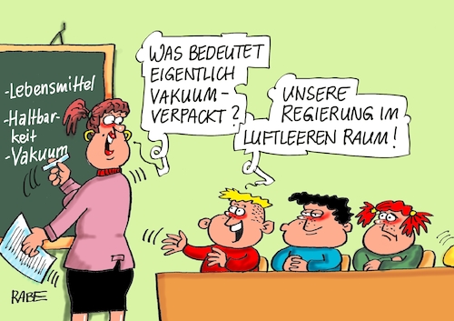 Cartoon: Vakkumverpackt (medium) by RABE tagged diäten,diätenanpassung,bundesregierung,regierungsbildung,groko,koko,rabe,ralf,böhme,cartoon,karikatur,pressezeichnung,farbcartoon,tagescartoon,neuwahlen,sondierung,minderheitsregierung,vorsondierung,schule,lehrerin,schüler,tafel,vakuum,lebensmitte,haltbarkeit,leere,diäten,diätenanpassung,bundesregierung,regierungsbildung,groko,koko,rabe,ralf,böhme,cartoon,karikatur,pressezeichnung,farbcartoon,tagescartoon,neuwahlen,sondierung,minderheitsregierung,vorsondierung,schule,lehrerin,schüler,tafel,vakuum,lebensmitte,haltbarkeit,leere