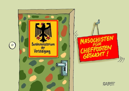 Cartoon: Verteidigungsmasochisten (medium) by RABE tagged lambrecht,christine,rücktritt,rücktritsgesuch,nachfolge,bundesverteidigungsministerium,olaf,scholz,rabe,ralf,böhme,cartoon,karikatur,pressezeichnung,farbcartoon,tagescartoon,tür,einstellung,bewerbung,sadomaso,masochisten,chefposten,lambrecht,christine,rücktritt,rücktritsgesuch,nachfolge,bundesverteidigungsministerium,olaf,scholz,rabe,ralf,böhme,cartoon,karikatur,pressezeichnung,farbcartoon,tagescartoon,tür,einstellung,bewerbung,sadomaso,masochisten,chefposten